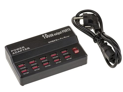 Station de charge USB 10 ports 1 à 3.5A Puissance maximale 60W (5V 12A)
