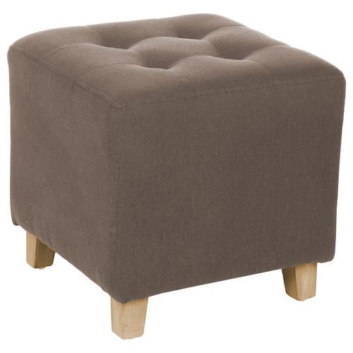 Pouf design romance effet lin Leandre - Taupe