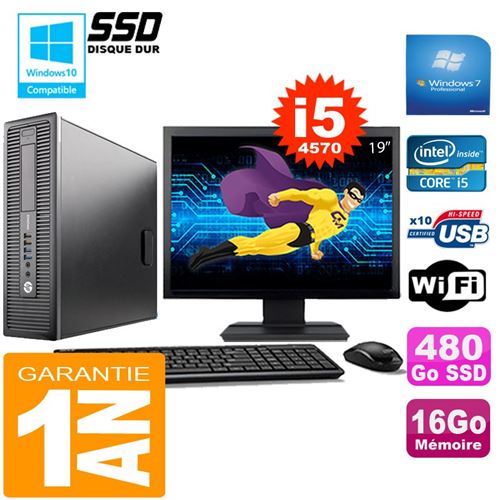 Pc hp elitedesk 800 g1 sff core i5-4570 16go disque 480 go ssd wifi w7 ecran 19' État correct - Hewlett-Packard reconditionné disponible sur Fnac
