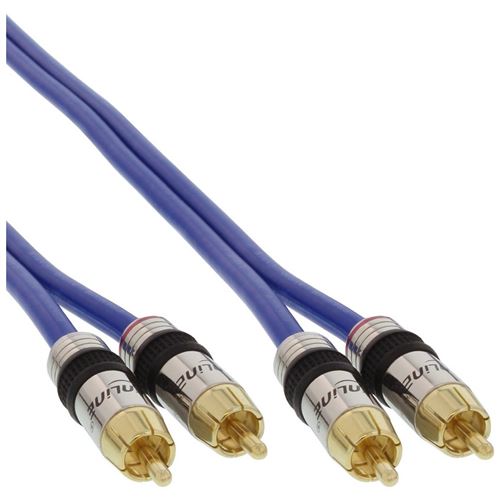 InLine - Câble Audio - RCA Mâle vers RCA Mâle - 10m - Câble Coaxial à Double Blindage - Bleu - Image 3