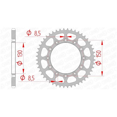 Couronne AFAM 49 dents acier standard pas 520 type 12323