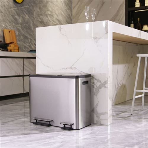 Tretmülleimer EcoCasa 3x15 l Mattsilber EKO