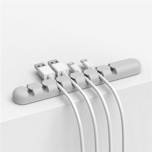 Support 7 Emplacements Cable Chargeur pour PC THOMSOM Silicone Smartphone Organisateur Fils Bureau (GRIS)