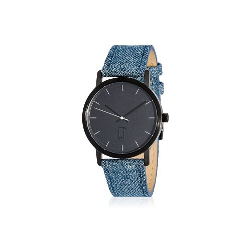 Montre Mixte La Trotteuse Cadran 34 mm En Acier Noir Et Bracelet Bleu En Cuir LT032