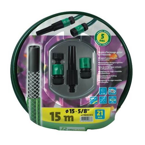 Ribiland - Kit d'arrosage 1 tuyau Tubi'Dro 15 m et 4 accessoires - PRB4TG15V15