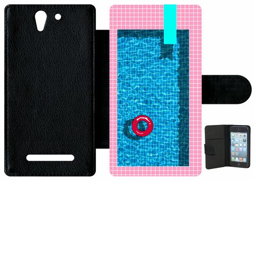 Étui Porte Feuille Sony Xperia C3 Et C3 Dual Illusion Piscine T Baignade