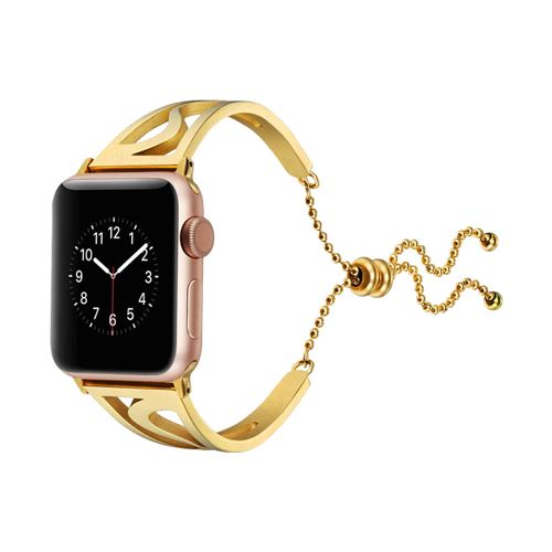 Bracelet Apple Watch 42 et 44 mm Manchette ajouré en Acier inoxydable - Doré