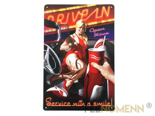 plaque métal déco vintage - drive in - ciné parc sexy (20x30cm)