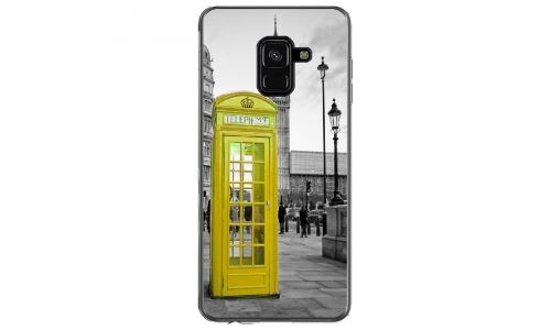 Coque souple pour Samsung Galaxy A8 2018 avec impression Motifs cabine téléphonique UK jaune