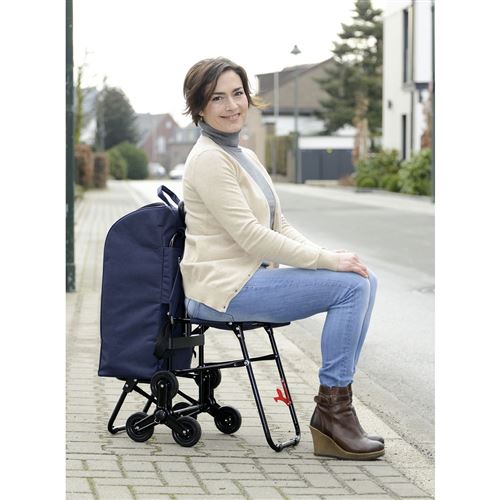 Chariot De Courses Avec Siege Sac Isotherme 35 L Bleu Fonce Wenko Design Chariots De Courses Achat Prix Fnac