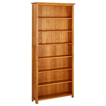 Bibliothèque à 7 niveaux 90x22,5x200 cm Bois de chêne massif - 1