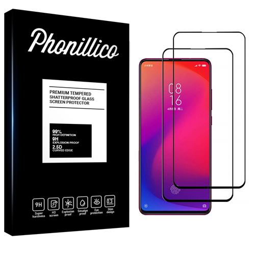 Verre Trempe pour Xiaomi MI 9T / MI 9T PRO [Pack 2] Film Transparent Bord Noir Vitre Protection Ecran [Phonillico®]
