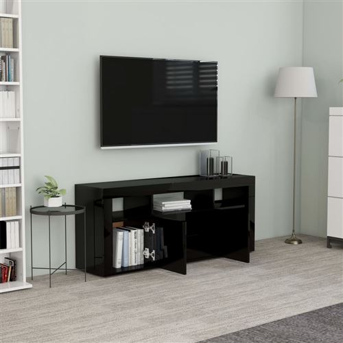 vidaXL Meuble TV Noir brillant 120x30x50 cm Aggloméré