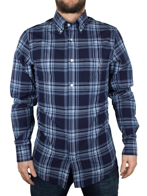 Gant Homme Telltail Madras Chemise cintrée à carreaux, Bleu