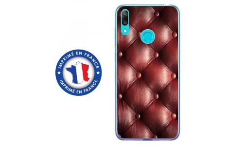 Coque souple pour Huawei Y7 (2019) avec impression Motifs effet capitonné bordeau