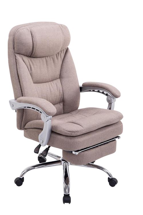 CLP Fauteuil de bureau Troy en tissu avec repose-pieds  Taupe