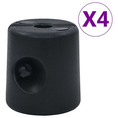 vidaXL Poids de tonnelle 4 pcs PE Noir