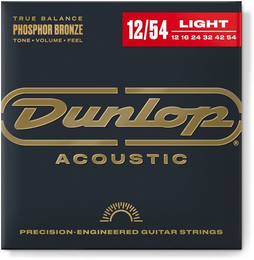 Jeu de cordes guitare acoustique dunlop phosphore bronze medium light 12-54
