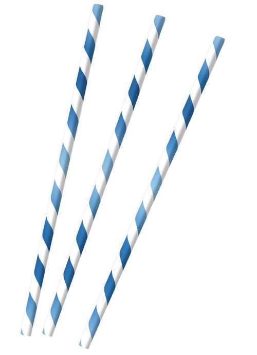 Amscan pailles 19,5 cm papier blanc/bleu 12 pièces