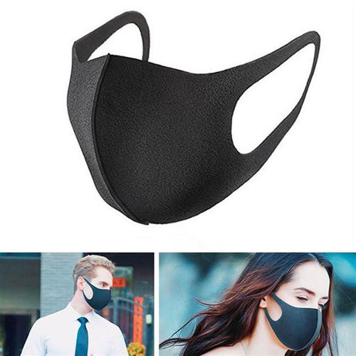 3pcs Masque de bouche en coton Masque Anti-Pollution Unisexe extérieur  Respirant Anti-poussière Noir