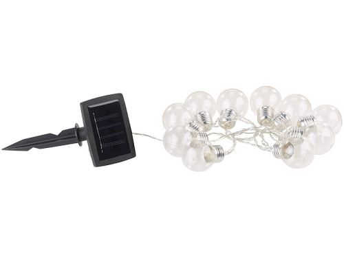 Guirlande lumineuse solaire à LED design ampoule classique - 1,80m