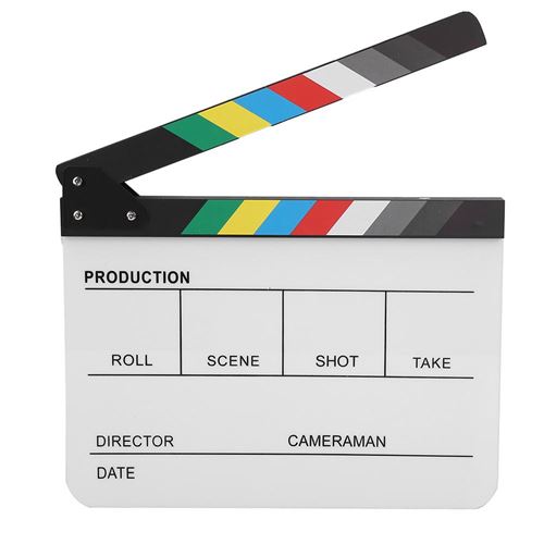 Acrylic Director Scene Clapperboard Tv Movie Action Board Film Cut Prop With Pen(Color/White)