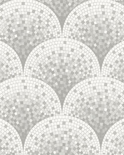 Profhome BA220044-DI Papier peint aspect pierre carrelage brillant gris blanc 5,33 m2