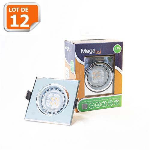 Lot 12 Spots encastrables LED amovibles Argenté 4W - Equivalent 40W - Mega Led CL10GUSC40W