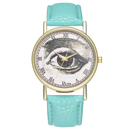 Montre pour homme à bracelet en cuir à quartz avec tendance Montre pour femme T284-A coréenneMenthe verte