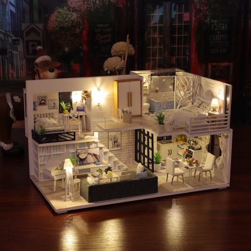 # 2 Maison de Bricolage Miniature Maisons de Poupées Moderne 3D Puzzle Style Sud-est Asiatique Dollhouse 3D Jigsaw Puzzle Jouets Building Jeu Craft Toys Cadeau pour Enfants 