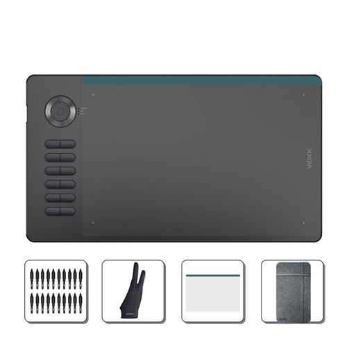 3 Pièces Tablette Graphique VEIKK-A15Pro Avec Stylet ,10*6 Pouces ,Compatible PC Window et Mac OS - Noir