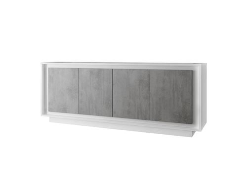 Buffet TARANI - 4 portes - Coloris : Blanc et béton