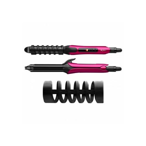 Solac - S90103800 - Fer à Lisser/Boucler Tourmaline Styler MD7404 - Noir/Rose