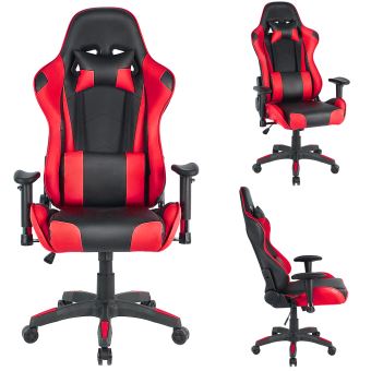 Fauteuil de Bureau pour Gaming JEOBEST avec Dossier Haut Inclinable Noir et Rouge Fauteuil de Bureau pour Gaming JEOBEST avec Dossier Haut Inclinable Noir et Rouge