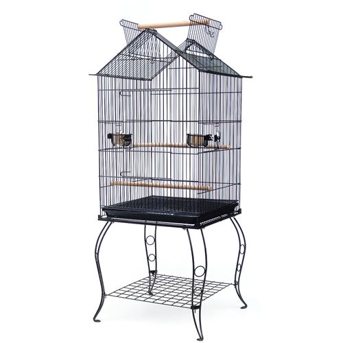 Cage à oiseaux et volièrepour JEOBEST® en métal antirouille pour Canaris Perruches avec Lucarne et Poulie 59×59×145cm