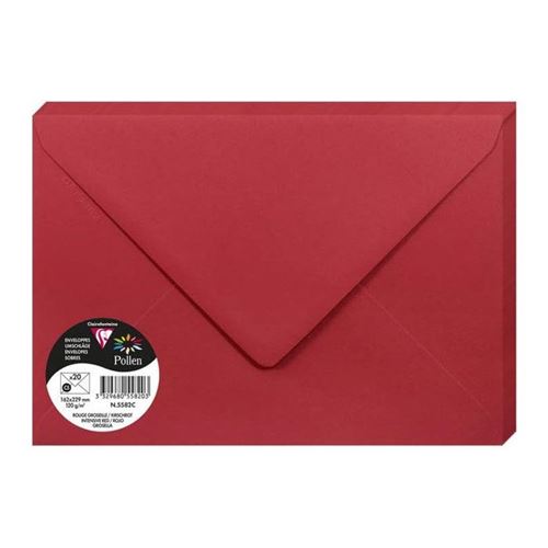 Enveloppe 120g 162x229 rouge groseille pqt 20