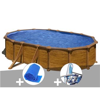 Kit Piscine Acier Aspect Bois Gré Mauritius Ovale 634 X 399 X 132