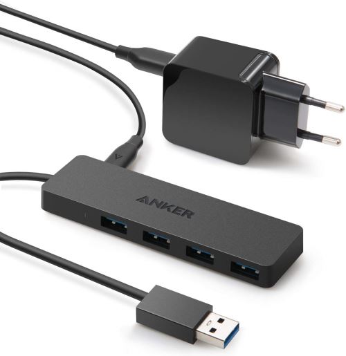 Hub Ultra Fin 4 Ports USB 3.0 avec Chargeur Secteur 10W Inclus