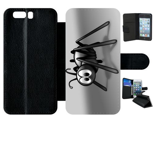 Etui À Rabat Huawei P10 Araignée Noire Fond Argent