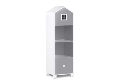 MIRUM - Bibliothèque chambre enfant - 3 niches + 1 tiroir - 47 x Blanc/Gris