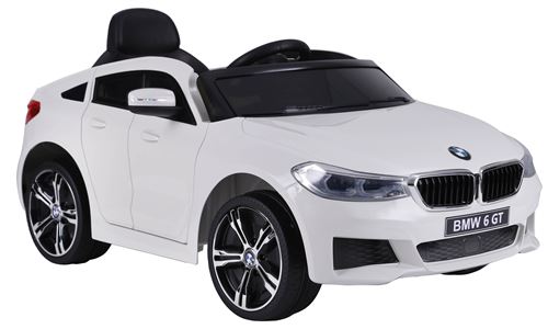BMW X6 GT Voiture Electrique Enfant (2x25W), 106x64x51 cm - Marche av/ar, Phares, Musique, Ceinture et Télécommande parentale - Blanc