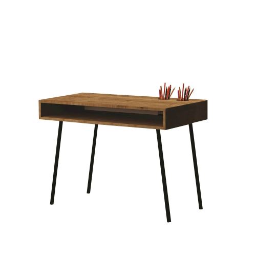 Bureau en métal et bois BTS - 100 x 72 cm - Marron