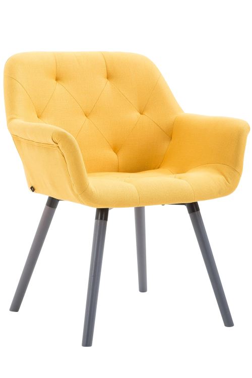 Chaise de Salle à manger Cassidy en Tissu chic et élégante - Chaise avec accoudoirs - Piètement Bois de Hêtre Gris - Couleur Jaune