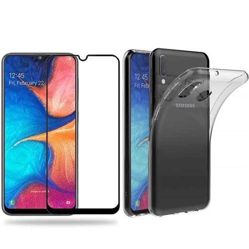 Coque transparente pour Samsung Galaxy A20e avec Protection d'écran 3D total écran
