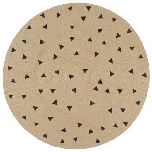 vidaXL Tapis fait à la main Jute avec imprimé à triangles 90 cm
