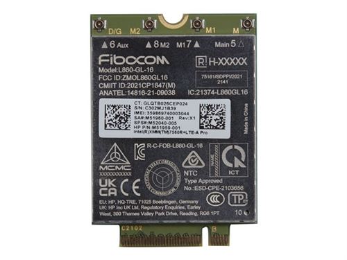 HP Xmm 7560 R+ - Modem Cellulaire Sans Fil - 4G Lte Advanced Pro - M.2 Card - 978 Mbits/S