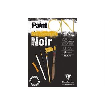 Bloc paint'on noir colle a5 - 20 feuilles - clairefontaine