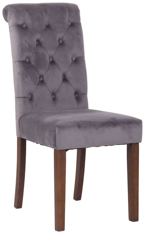 CLP Chaise de salle à manger Lisburn avec Pieds en bois de caoutchouc  Gris foncé/Velours
