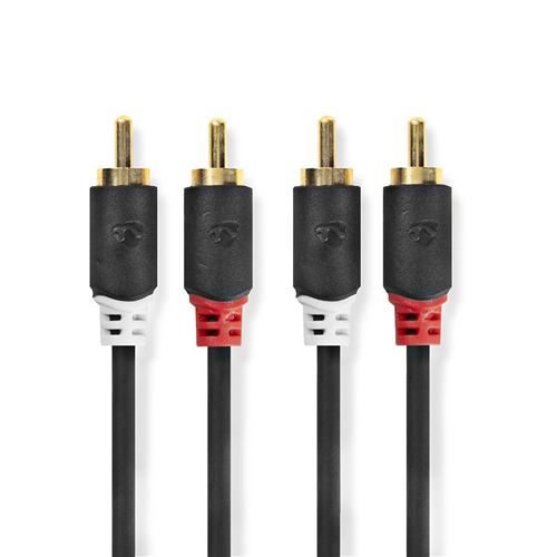 Non Communiqué Câble Audio Stéréo 2X Rca Mâles - 2X Rca Mâles 5,0 M Anthracite