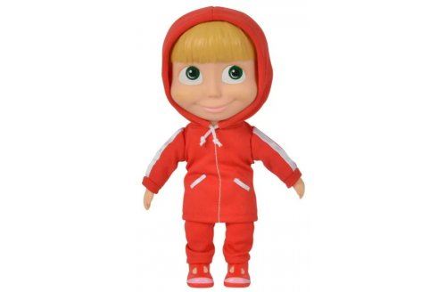 Set poupee masha tenue rouge 21 cm + 1 carte animaux - poupée corps souple - licence masha et michka - jouet enfant